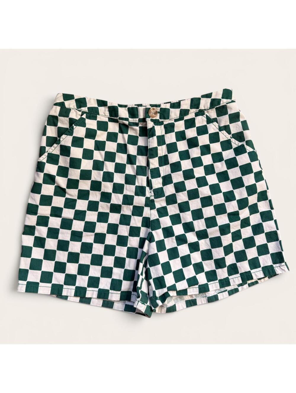 Green and White Checkered Shorts